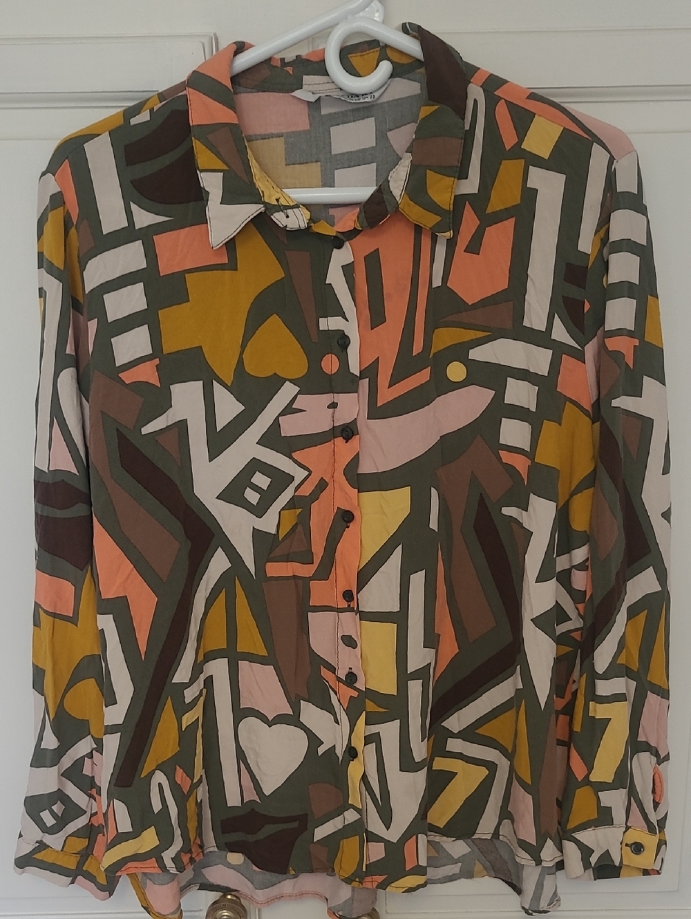 Big Dart Abstract Geometric Button-Up Shirt